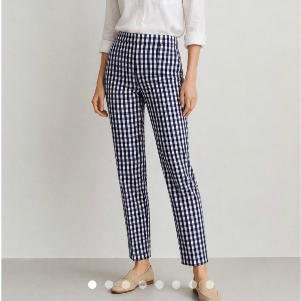 J. Crew Navy and White Gingham Ankle Pants